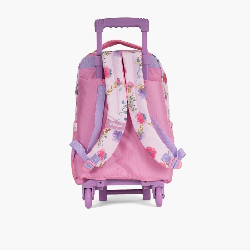 PAUSE Floral Print Trolley Backpack for Girls - Image 3
